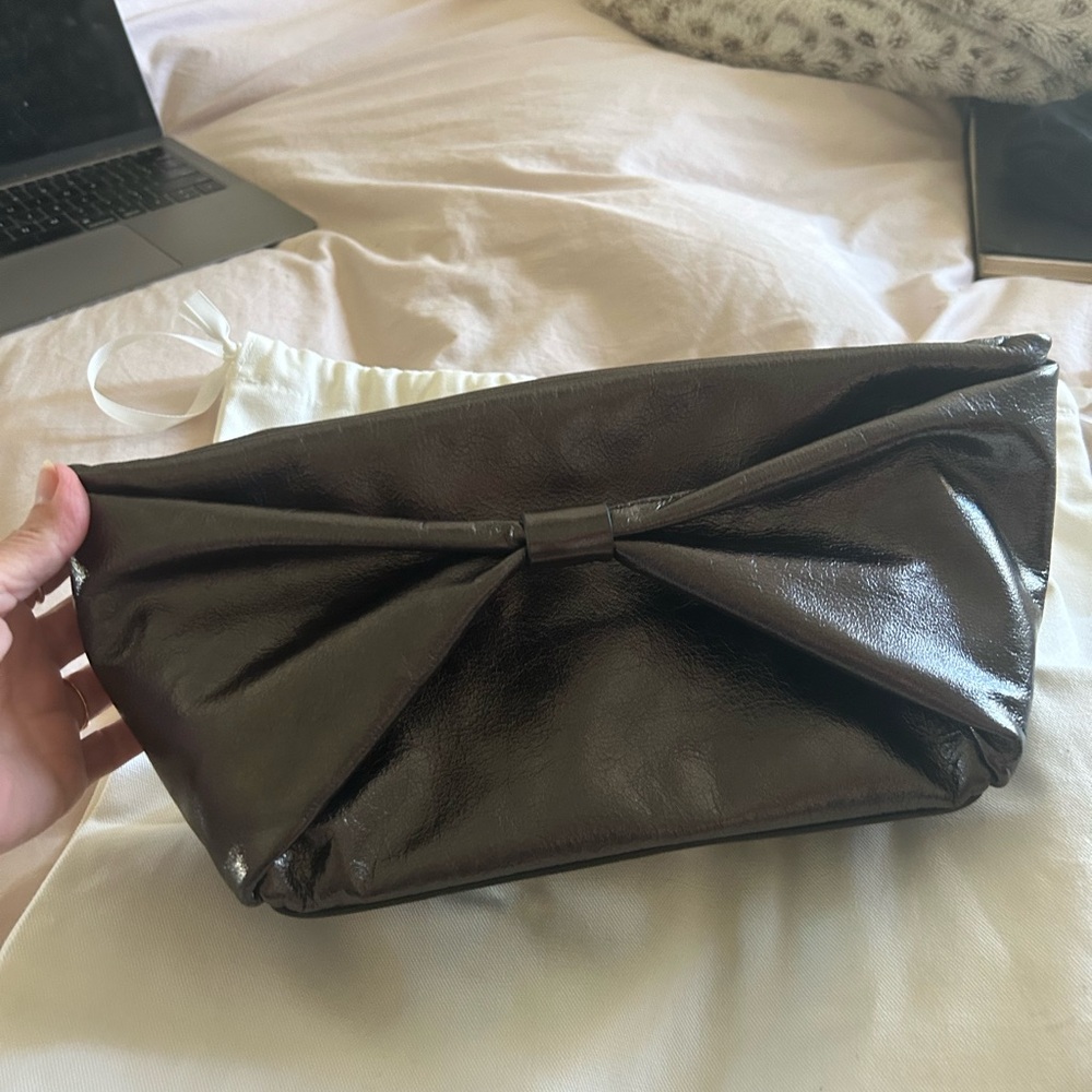 Gorgeous Reformation Silvana Clutch Gunmetal leather